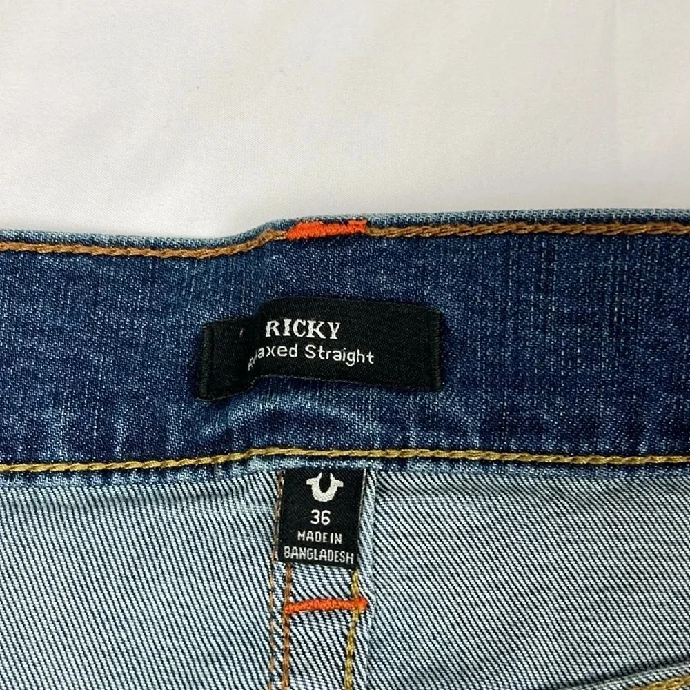 True Religion NWT Men W36‎ L32 Ricky Relaxed Straight Flap Back Pockets Jean